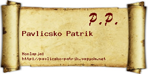 Pavlicsko Patrik névjegykártya